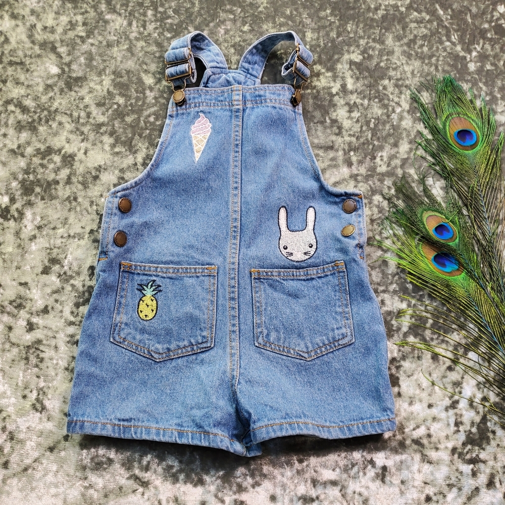 Cotton On Patch‎ Denim Short Overalls Size: 4